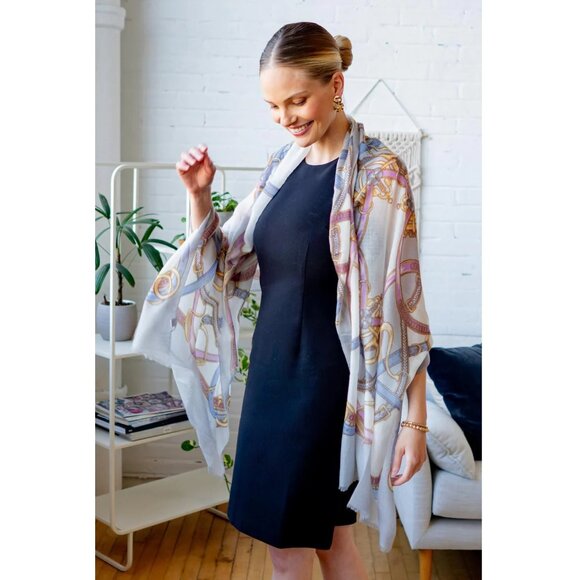 Cinta Featherweight Italian Cashmere Scarf Equestrian - Picture 3 of 16